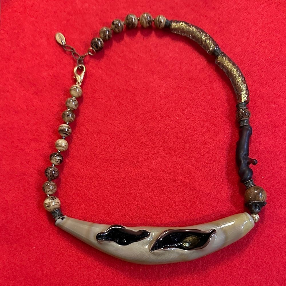 Paola Murano Unique Beaded Glass Necklace with Earthy Tones